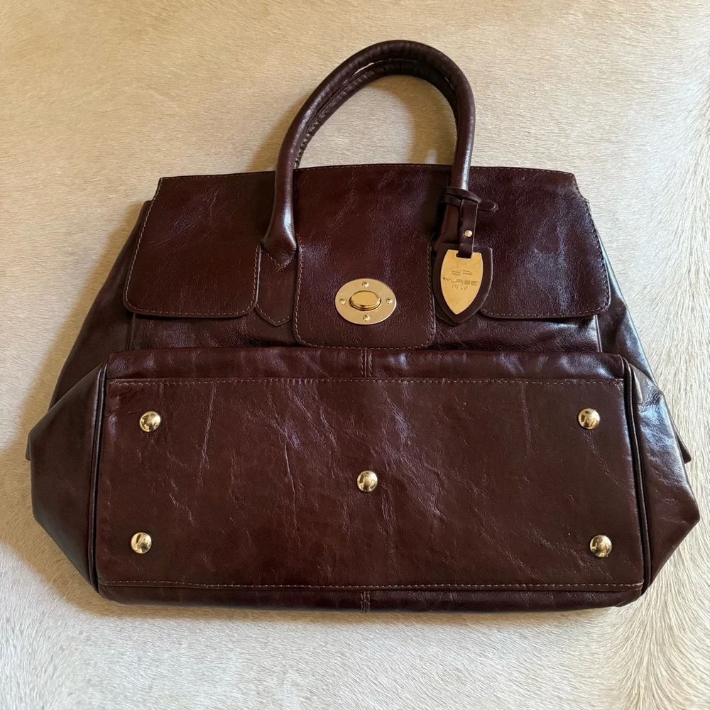 DP purse- Italian chocolate leather gold hardware